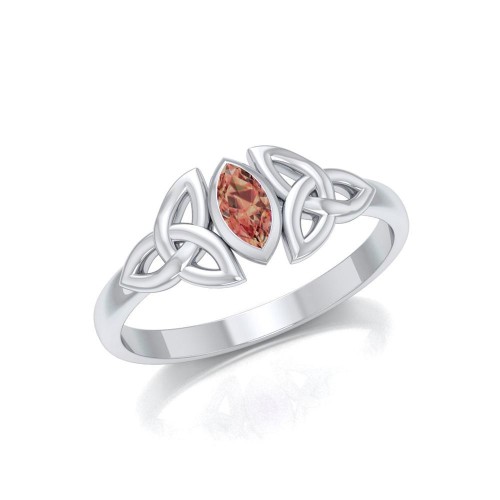 Celtic Knotwork Garnet Birthstone Ring