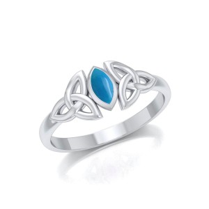 Celtic Knotwork Turquoise Birthstone Ring
