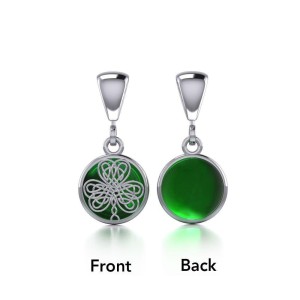 Celtic Knotwork Emerald Shamrock Flip Pendant