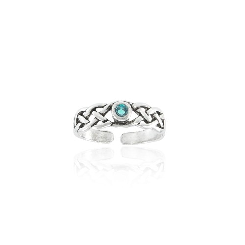 Celtic Knotwork Blue Topaz Silver Toe Ring