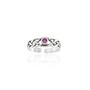 Celtic Knotwork Ruby Silver Toe Ring