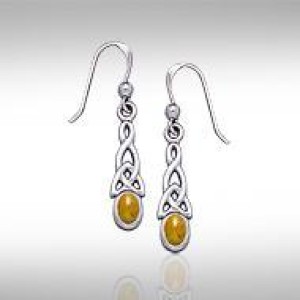 Celtic Knotwork Amber Triquetra Earrings