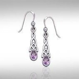 Celtic Knotwork Amethyst Triquetra Earrings