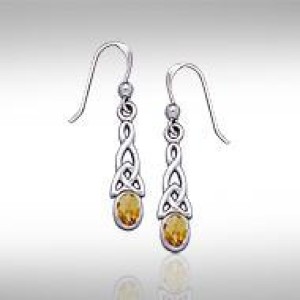 Celtic Knotwork Citrine Triquetra Earrings