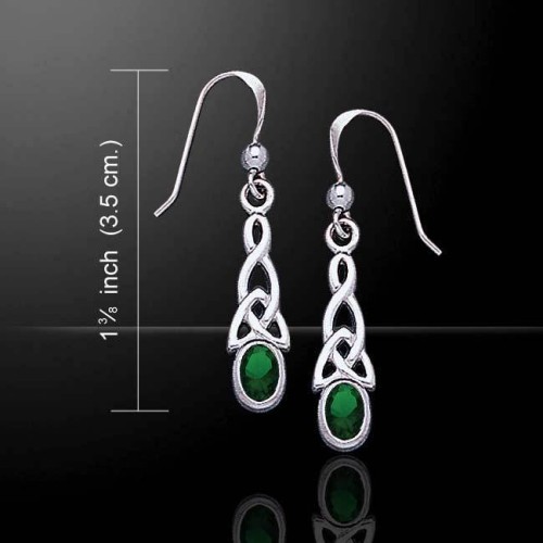Celtic Knotwork Emerald Triquetra Earrings