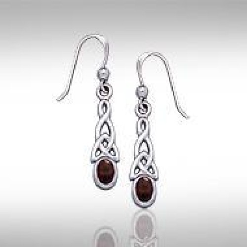 Celtic Knotwork Garnet Triquetra Earrings