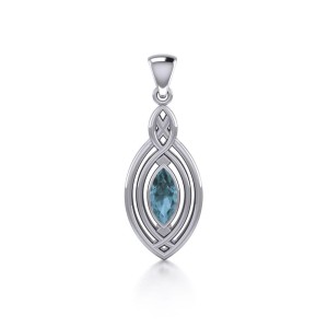 Celtic Knotwork Inspired Pendant with Blue Topaz
