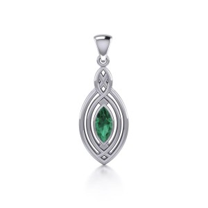 Celtic Knotwork Inspired Pendant with Emerald