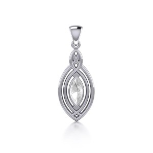 Celtic Knotwork Inspired Pendant with White Cubic Zirconia