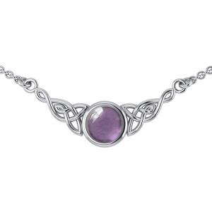 Celtic Knotwork Necklace with Amethyst Centerpiece 
