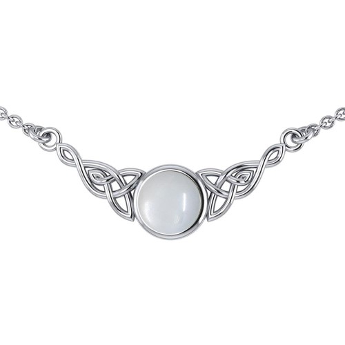 Celtic Knotwork Necklace with Moonstone Centerpiece 