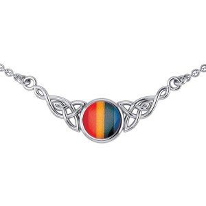 Celtic Knotwork Necklace with Rainbow Centerpiece 