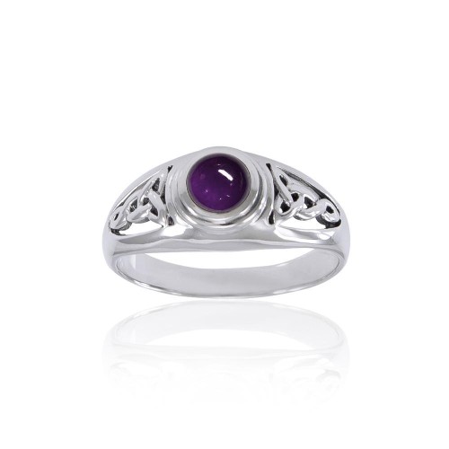 Celtic Knotwork Ring with Amethyst Gem