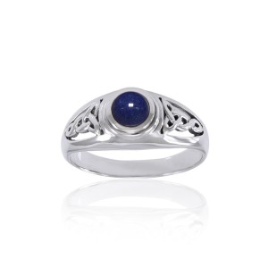 Celtic Knotwork Ring with Lapis Gem