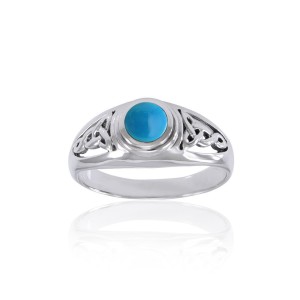 Celtic Knotwork Ring with Turquoise Gem