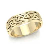 Celtic Knotwork Solid Gold Spinner Ring Band