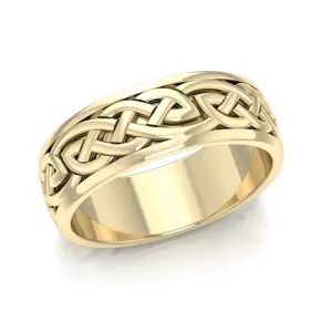 Celtic Knotwork Solid Gold Spinner Ring Band