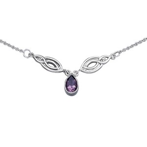 Celtic Knotwork Spiral Amethyst Necklace