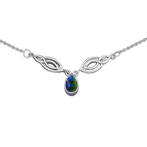 Celtic Knotwork Spiral Azurite Necklace