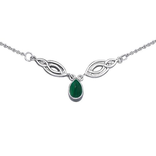 Celtic Knotwork Spiral Malachite Necklace