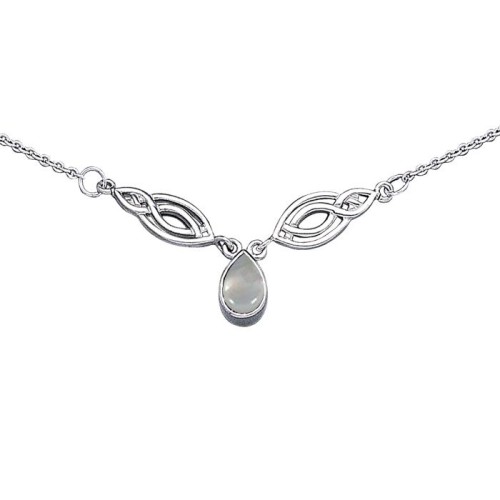 Celtic Knotwork Spiral Mother of Pearl Necklace
