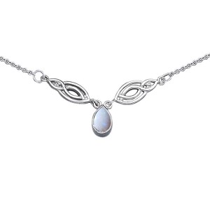 Celtic Knotwork Spiral Opal Necklace