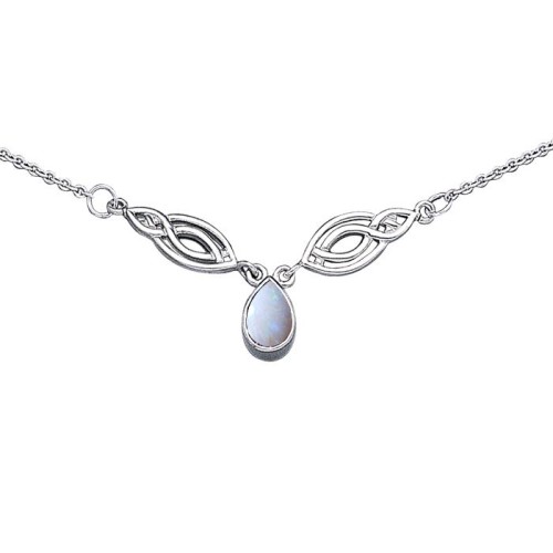 Celtic Knotwork Spiral Opal Necklace