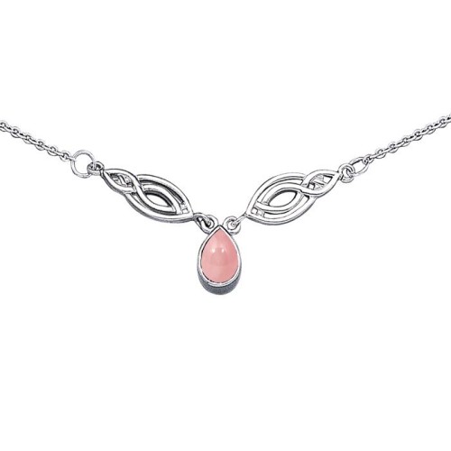 Celtic Knotwork Spiral Pink Shell Necklace