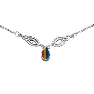 Celtic Knotwork Spiral Rainbow Necklace