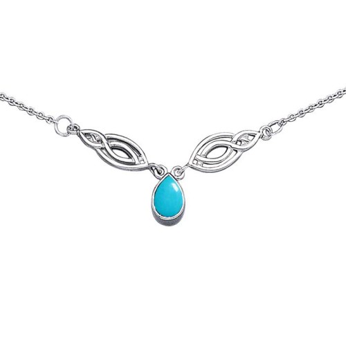 Celtic Knotwork Spiral Turquoise Necklace
