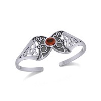 Celtic Moon Goddess Cuff Bracelet with Garnet