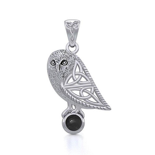 Celtic Owl Pendant with Black Onyx