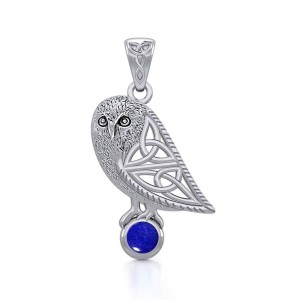 Celtic Owl Pendant with Lapis