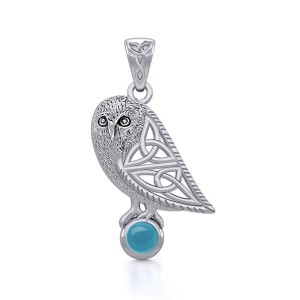Celtic Owl Pendant with Turquoise