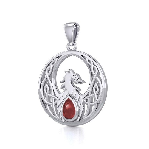 Celtic Phoenix Pendant with Garnet