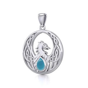 Celtic Phoenix Pendant with Turquoise