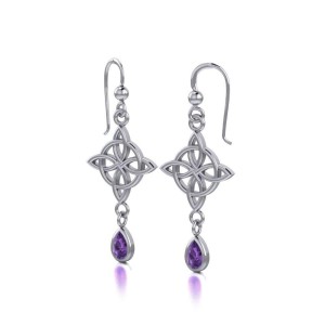 Celtic Quaternary Knot Earrings with Amethyst