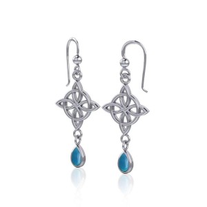 Celtic Quaternary Knot Earrings with Turquoise