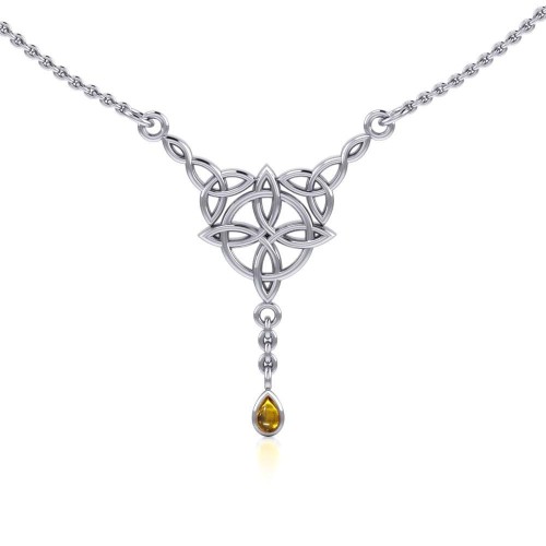 Celtic Quaternary Knot Amber Necklace