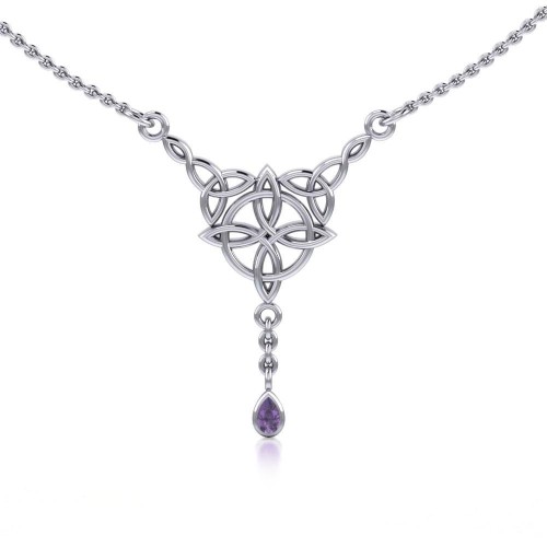 Celtic Quaternary Knot Amethyst Necklace