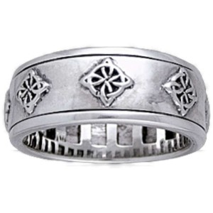 Celtic Quaternary Sterling Silver Fidget Spinner Ring