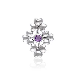 Four Celtic Shamrocks Pendant with Amethyst