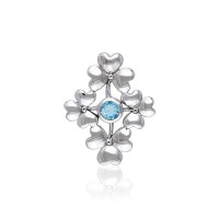 Four Celtic Shamrocks Pendant with Blue Topaz