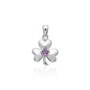 Celtic Shamrock Silver Amethyst Pendant