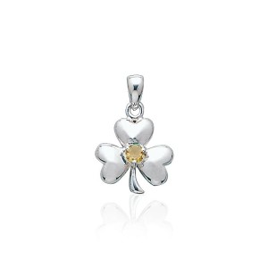 Celtic Shamrock Silver Citrine Pendant