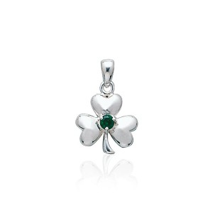 Celtic Shamrock Silver Emerald Pendant