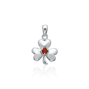 Celtic Shamrock Silver Garnet Pendant