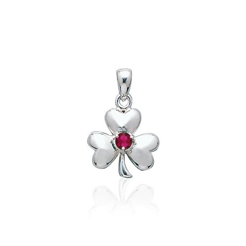 Celtic Shamrock Silver Ruby Pendant