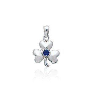 Celtic Shamrock Silver Sapphire Pendant