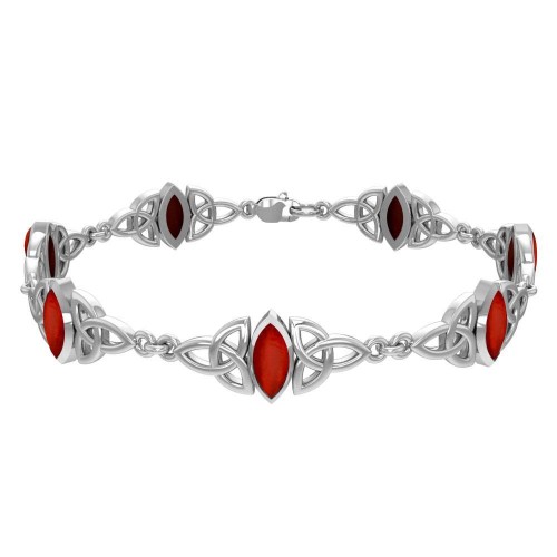 Celtic Trinity Knot Link Bracelet with Bloody Jasper Gemstones
